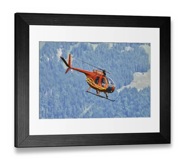 Framed Print : Vintage helicopter, Hughes, 369HS