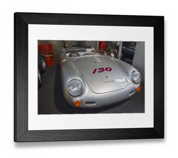 Framed Print : 1953 Porsche 550 Spyder, German vintage racing sports car at Autoworld