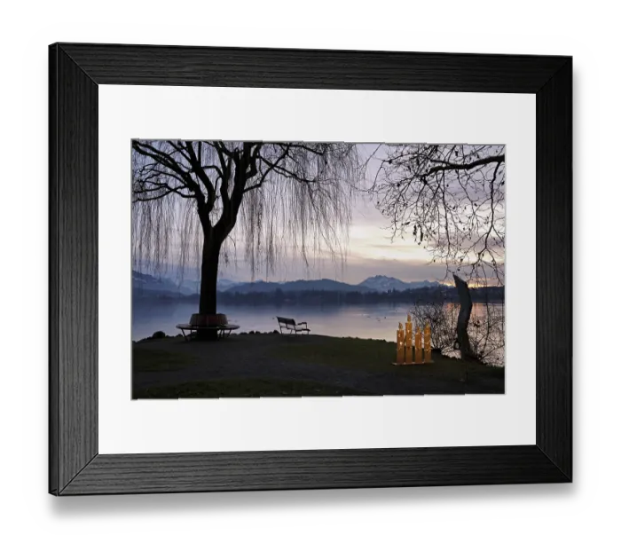 Framed Print : Evening mood at Lake Zug, Pilatus in the background
