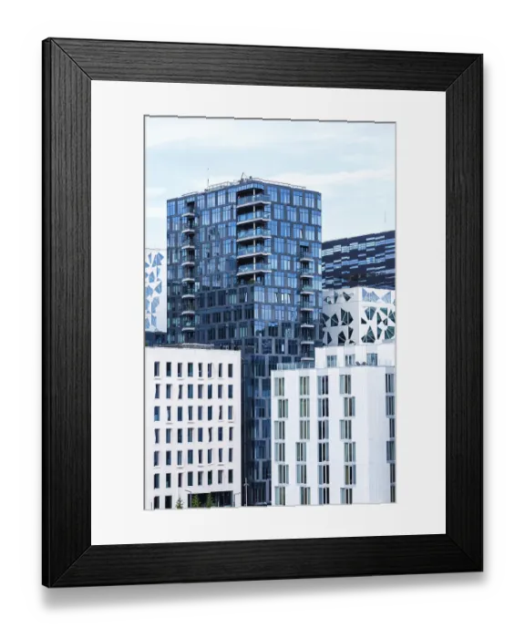 Framed Print : Oslo skyline modern city architecture buildings real estate office building in the Barcode District in Oslo