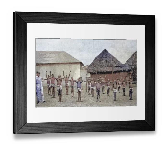 Framed Print : German gymnastics lessons for the natives of Togo Framed Print : German gymnastics lessons for the natives of Togo