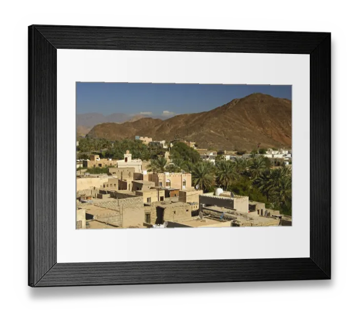 Framed Print : View of the city of Bahla at the foot of the Jebel Akhda Highlands