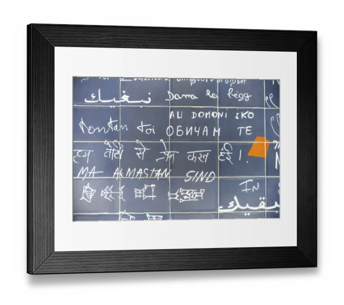 Framed Print : Le mur des je t'aime, also Wall of Love Framed Print : Le mur des je t'aime, also Wall of Love
