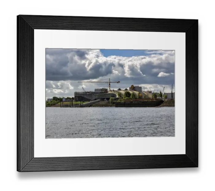 Framed Print : View from the Elbe to Theater im Hafen Hamburg