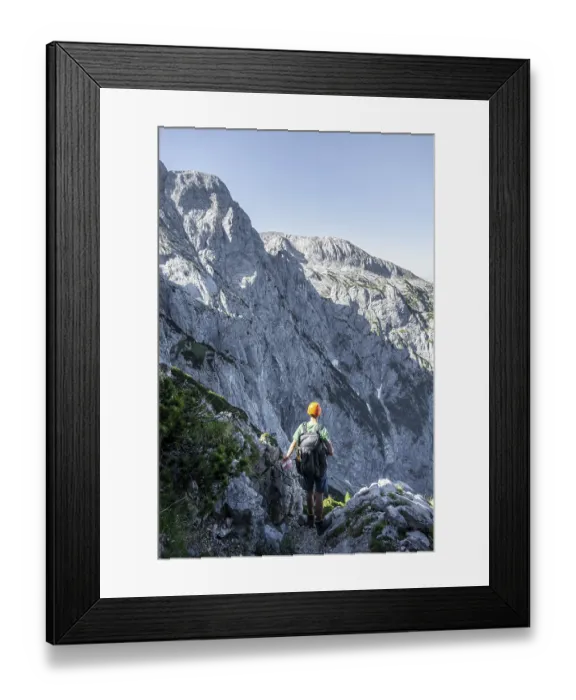 Framed Print : Mountaineer on the Mannlsteig, via ferrata on the Hohe Goell