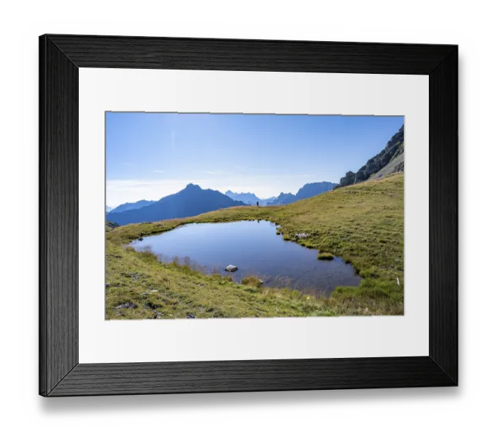 Framed Print : Mountaineers in front of mountain landscape Framed Print : Mountaineers in front of mountain landscape