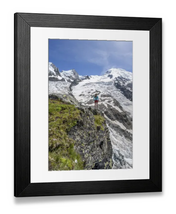 Framed Print : Mountaineer in front of a glacier