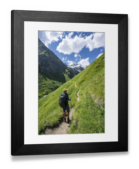 Framed Print : Mountaineer on a hiking trail in Umbaltal Framed Print : Mountaineer on a hiking trail in Umbaltal