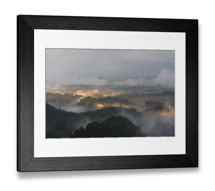 Framed Print : Interesting light, fog and cloud over Saxon Switzerland National Park Framed Print : Interesting light, fog and cloud over Saxon Switzerland National Park
