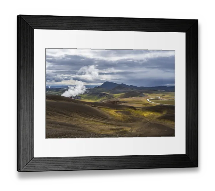 Framed Print : Volcanic landscape at the central volcano Krafla