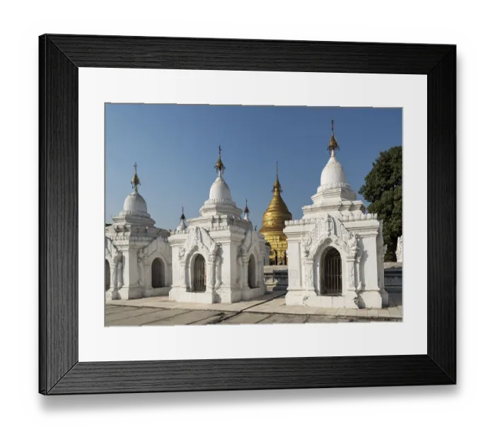 Framed Print : White and golden stupas, Kuthodaw Pagoda