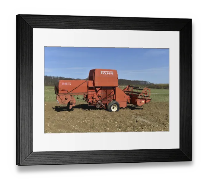Framed Print : Vintage car, DEUTZ-FAHR M66TS, trailed combine harvester