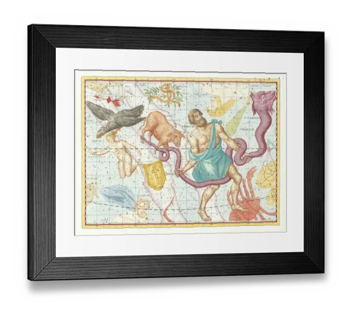 Framed Print : Sign of the Zodiac, Serpent Bearer or Ophiuchus