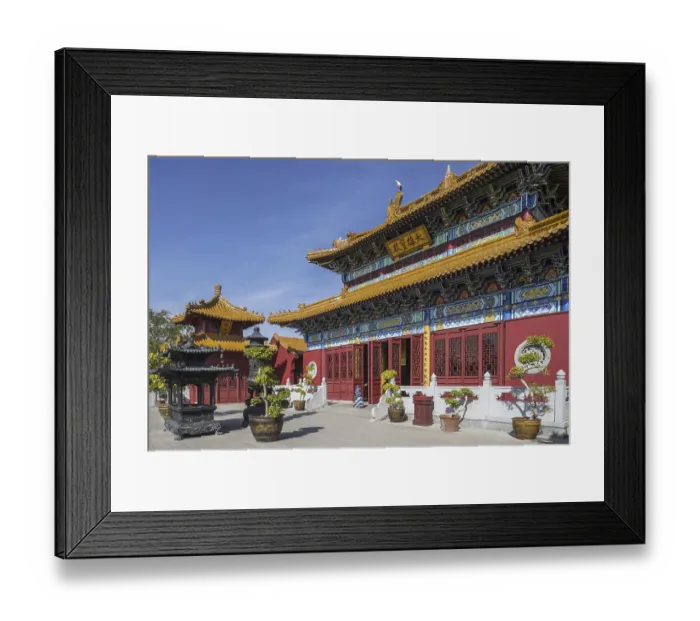 Framed Print : Colourful Chinese Buddhist temple at Pairi Daiza