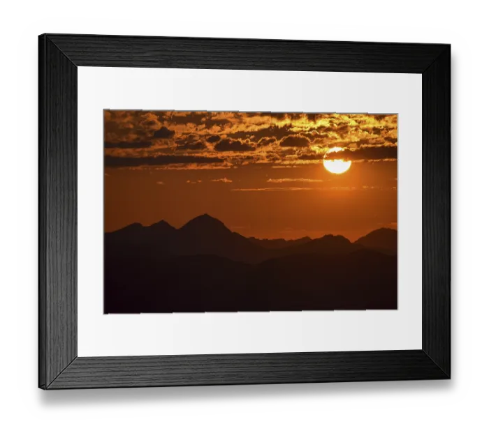 Framed Print : Sunset over the Chiemgau Alps with Sonntagshorn on the left and Hochfelln on the right