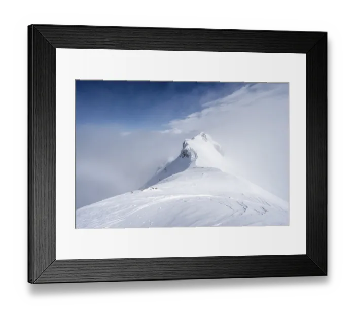 Framed Print : Mountain ridge, snow-covered mountain landscape