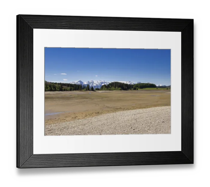 Framed Print : Drained Forggensee, empty, reservoir