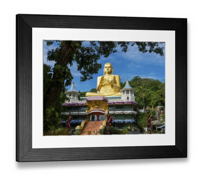 Framed Print : Seated Buddha, golden temple, Dambulla Framed Print : Seated Buddha, golden temple, Dambulla