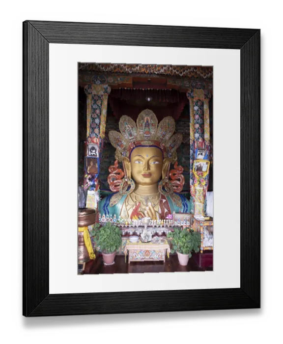 Framed Print : Buddha statue Maitreya, Yellow Cap Monastery Tikse or Thiksey or Thikse