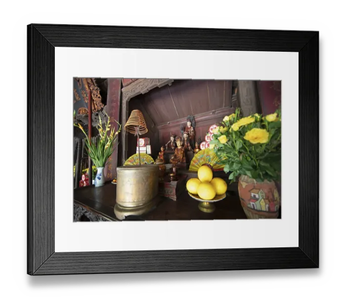 Framed Print : Altar in the Buddhist Thay Temple or Chua Thay or Master Temple