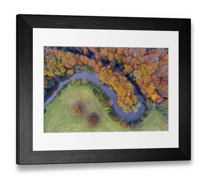 Framed Print : Aerial view of the Hunte in autumn