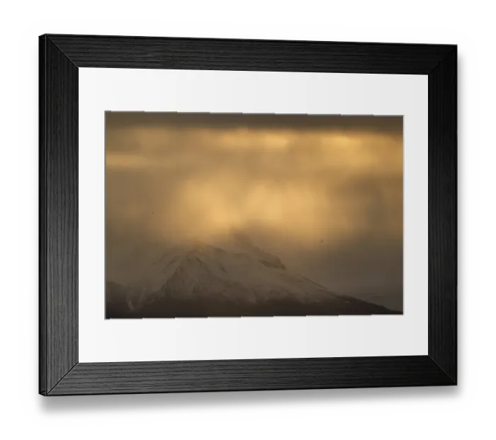 Framed Print : Dramatic light atmosphere, snowy mountains