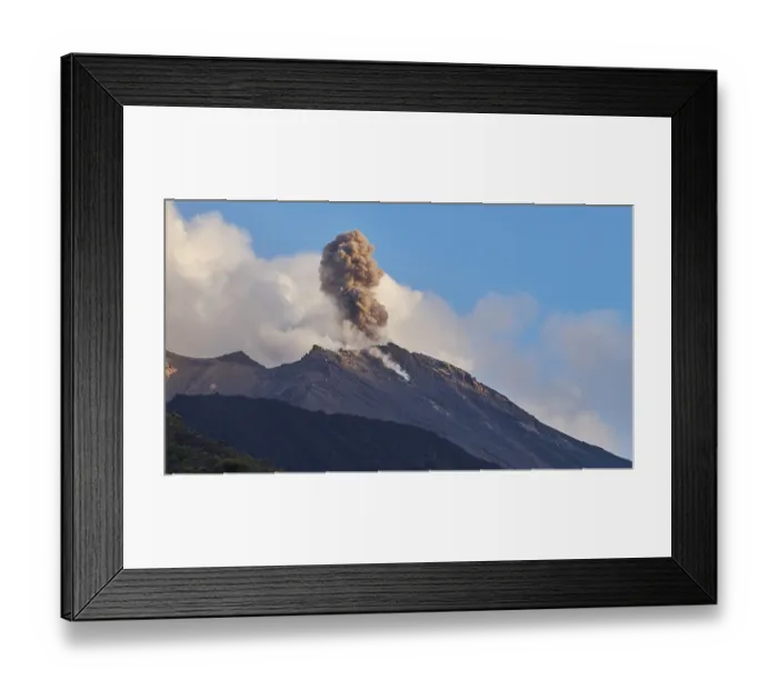 Framed Print : Volcanic eruption, ash cloud, Stromboli Framed Print : Volcanic eruption, ash cloud, Stromboli