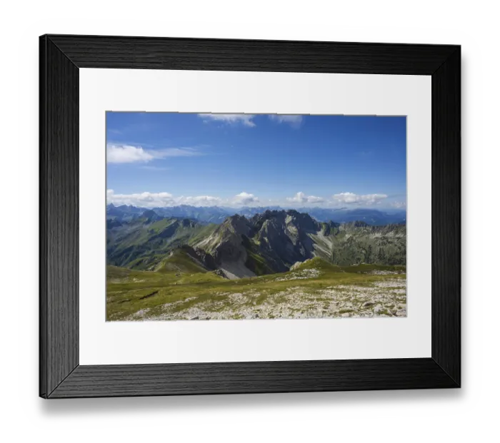Framed Print : Panorama from the Grosser Daumen (2280m) to the Daumengruppe with Wengenkoepfe to the Nebelhorn (2224m) Framed Print : Panorama from the Grosser Daumen (2280m) to the Daumengruppe with Wengenkoepfe to the Nebelhorn (2224m)