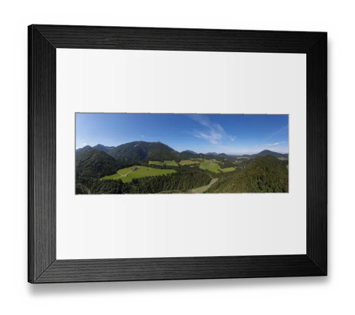 Framed Print : Drone image, agricultural landscape near Faistenau with Eibleck