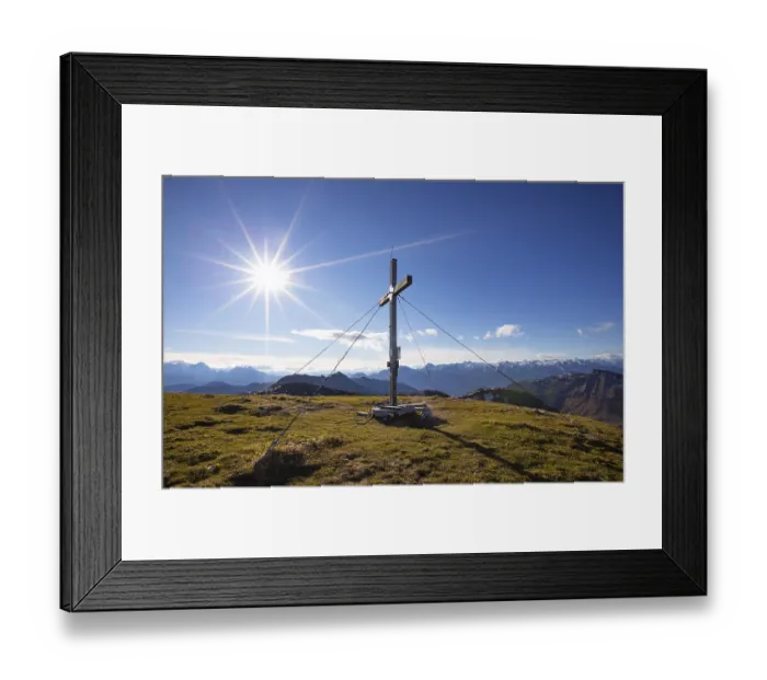 Framed Print : Summit cross at Hoher Zinken, Osterhorn Group Framed Print : Summit cross at Hoher Zinken, Osterhorn Group