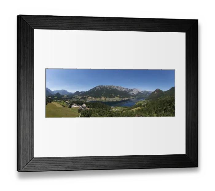 Framed Print : Drone shot, Grundlsee with village Grundlsee Framed Print : Drone shot, Grundlsee with village Grundlsee
