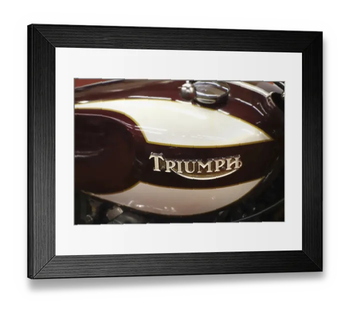 Framed Print : 1975 motorcycle Triumph Trident T160V tank emblem