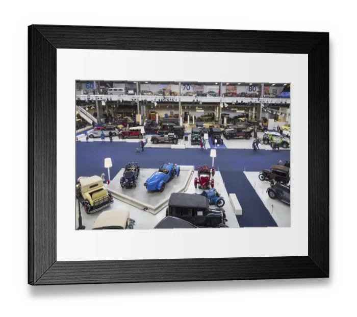 Framed Print : Collection of classic cars, antique vehicles and oldtimers at Autoworld