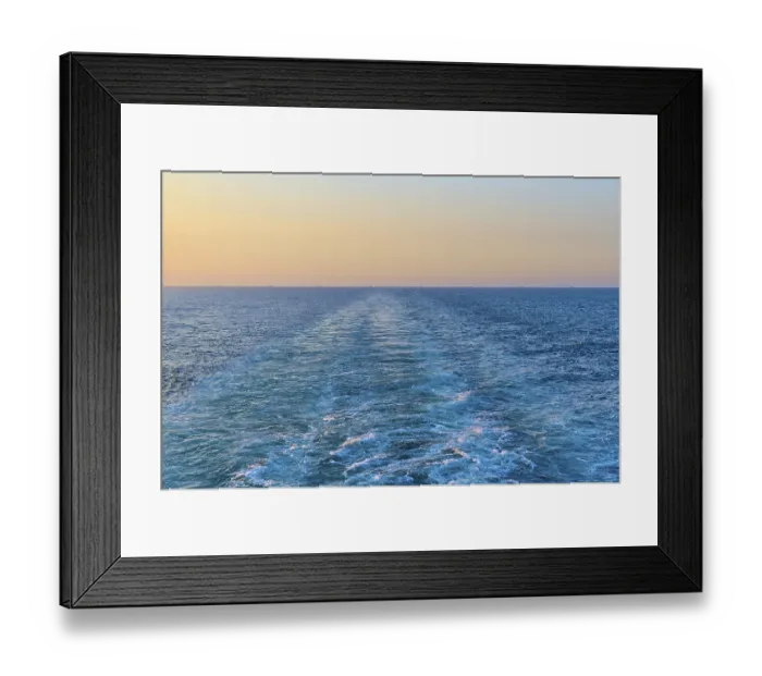 Framed Print : View from the cruise ship at sunset at the stern of the ship onto the stern waves Framed Print : View from the cruise ship at sunset at the stern of the ship onto the stern waves
