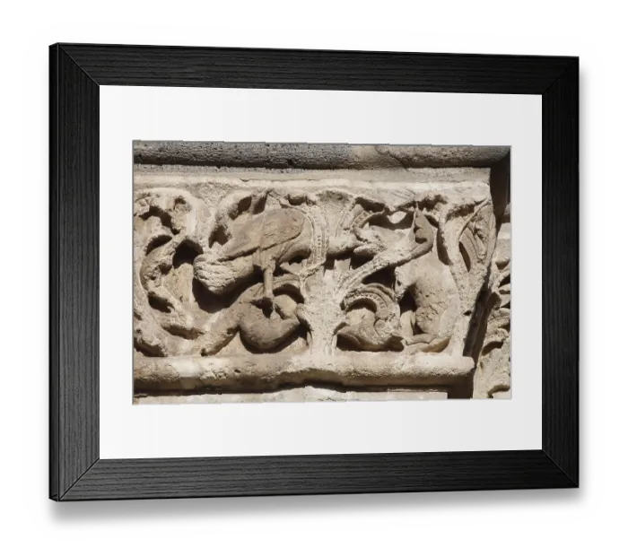 Framed Print : South portal, detail of capital zone, St