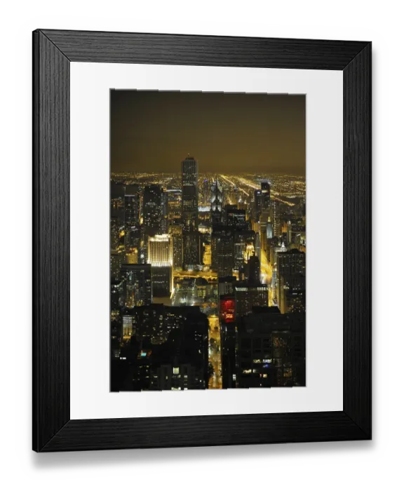 Framed Print : Night shot, Trump Tower, Wrigley Building