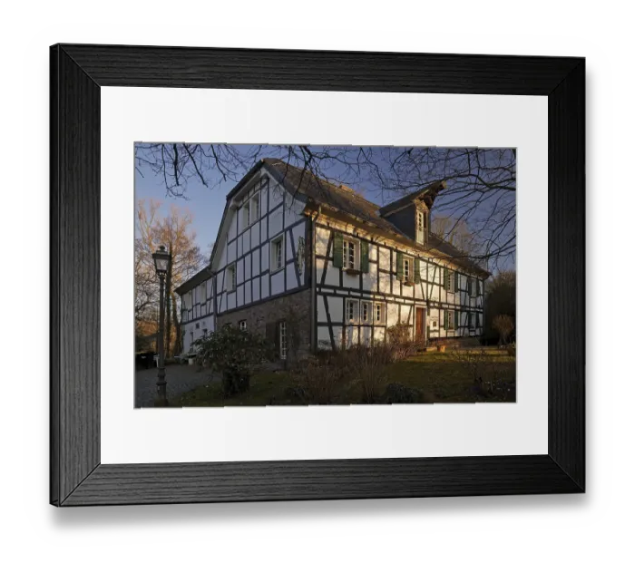 Framed Print : Half-timbered house at Eulenbroich Castle Framed Print : Half-timbered house at Eulenbroich Castle