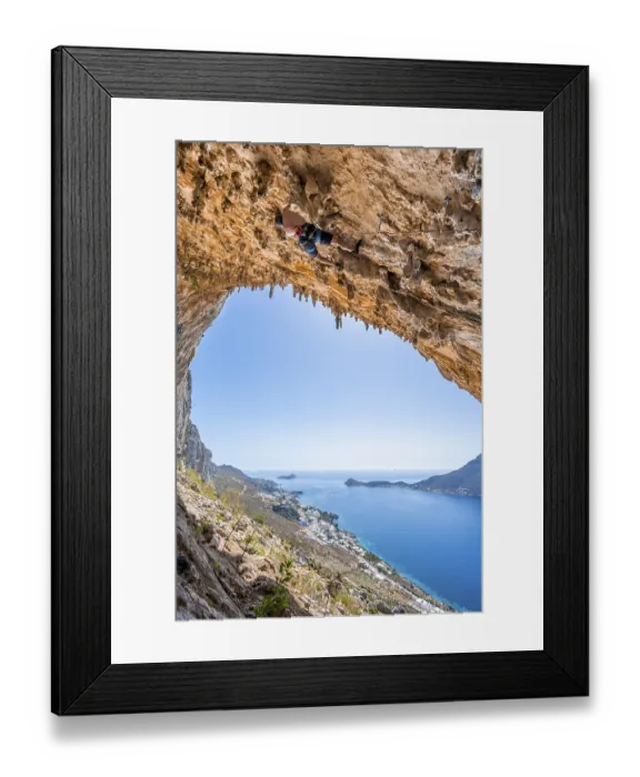 Framed Print : Grande Grotta, Armeos sector, lead climbing