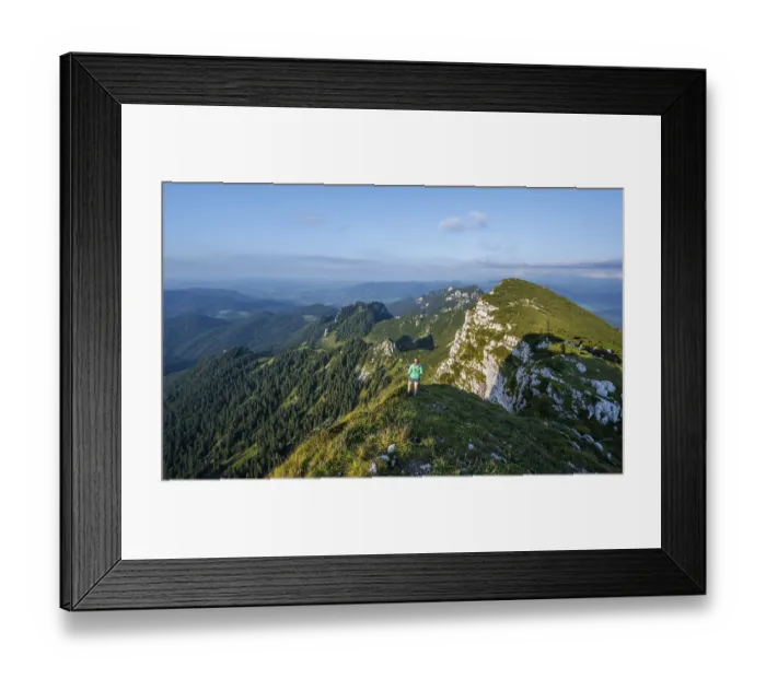 Framed Print : Hiker, Hike to the Benediktenwand