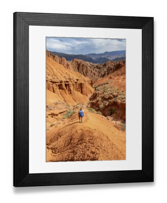 Framed Print : Mountaineer on a mountain ridge