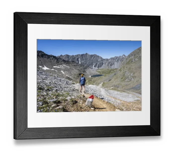 Framed Print : Hikers in front of the Neue Reichenberger Huette