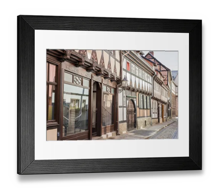 Framed Print : Half-timbered houses, old town