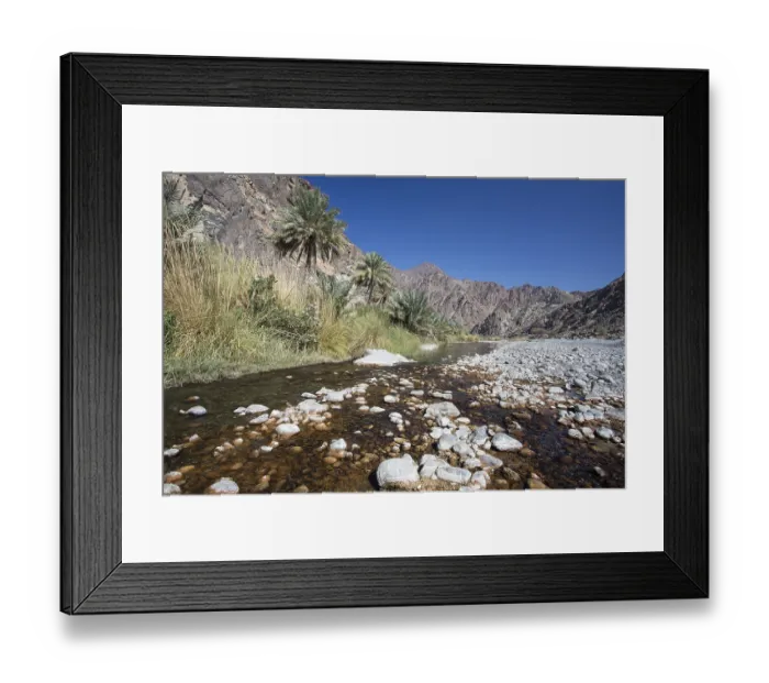 Framed Print : Wadi Abiyad, mountains, river, Oman, Asia