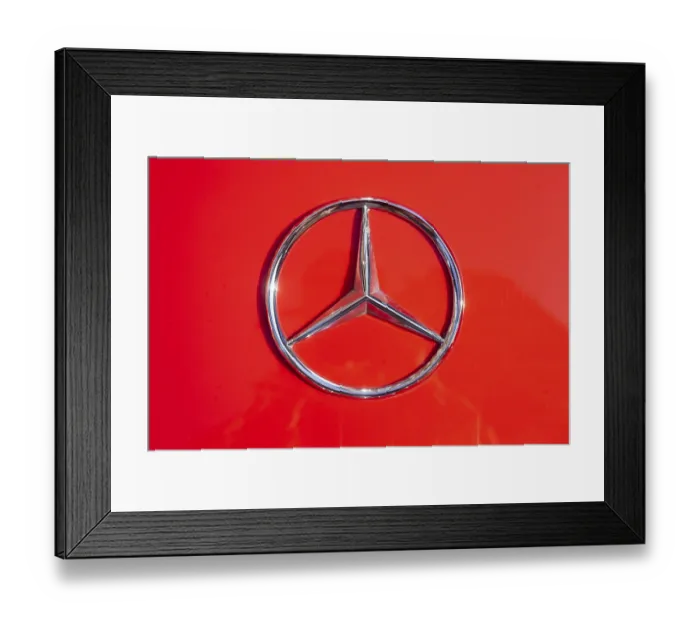 Framed Print : Mercedes star on a Mercedes 300SL classic car at a classic car meeting