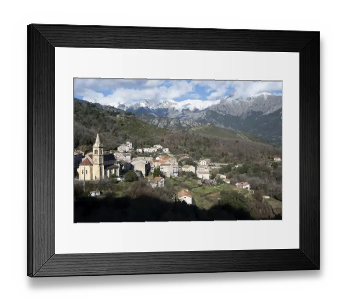 Framed Print : The view of the Corsican mountain town of Vivario Framed Print : The view of the Corsican mountain town of Vivario