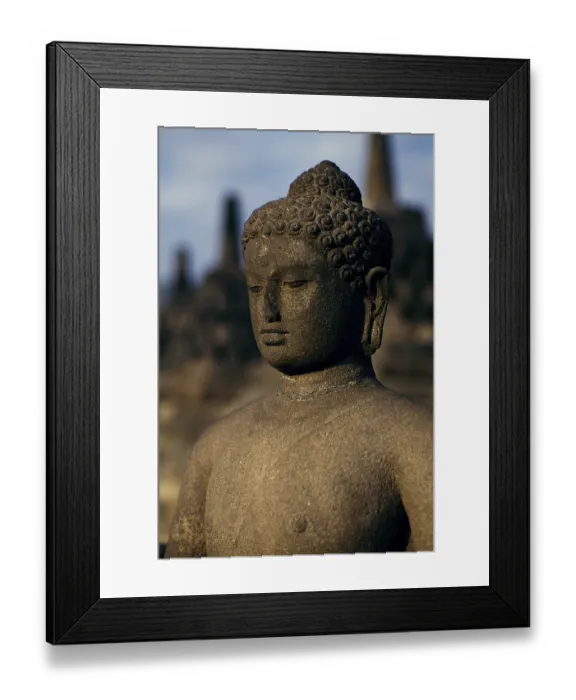 Framed Print : Buddha figure, Borobudur, Java, Indonesia, Asia