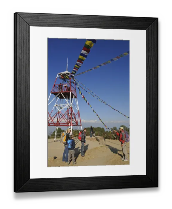 Framed Print : Prayer flags in front of the Himalaya Range Framed Print : Prayer flags in front of the Himalaya Range