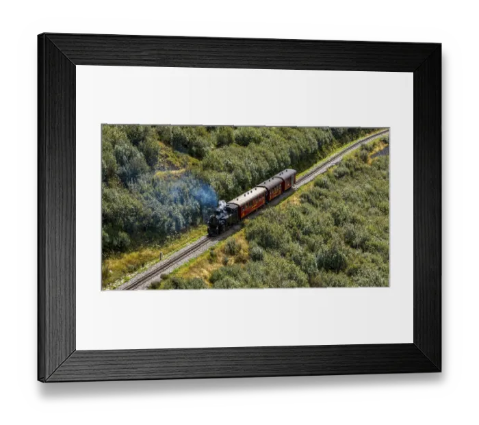 Framed Print : Steam railway, train with steam locomotive