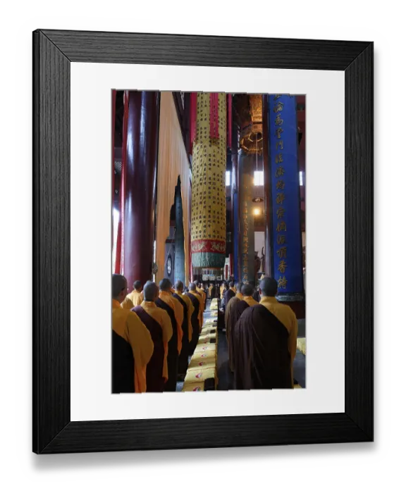 Framed Print : Lingyin Temple, Mahavira Hall, Monk Framed Print : Lingyin Temple, Mahavira Hall, Monk