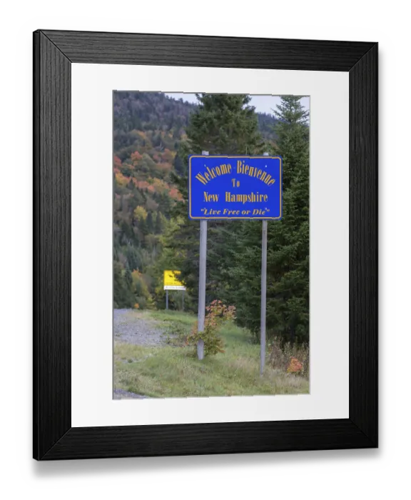 Framed Print : Road sign, Welcome to New Hampshire Framed Print : Road sign, Welcome to New Hampshire